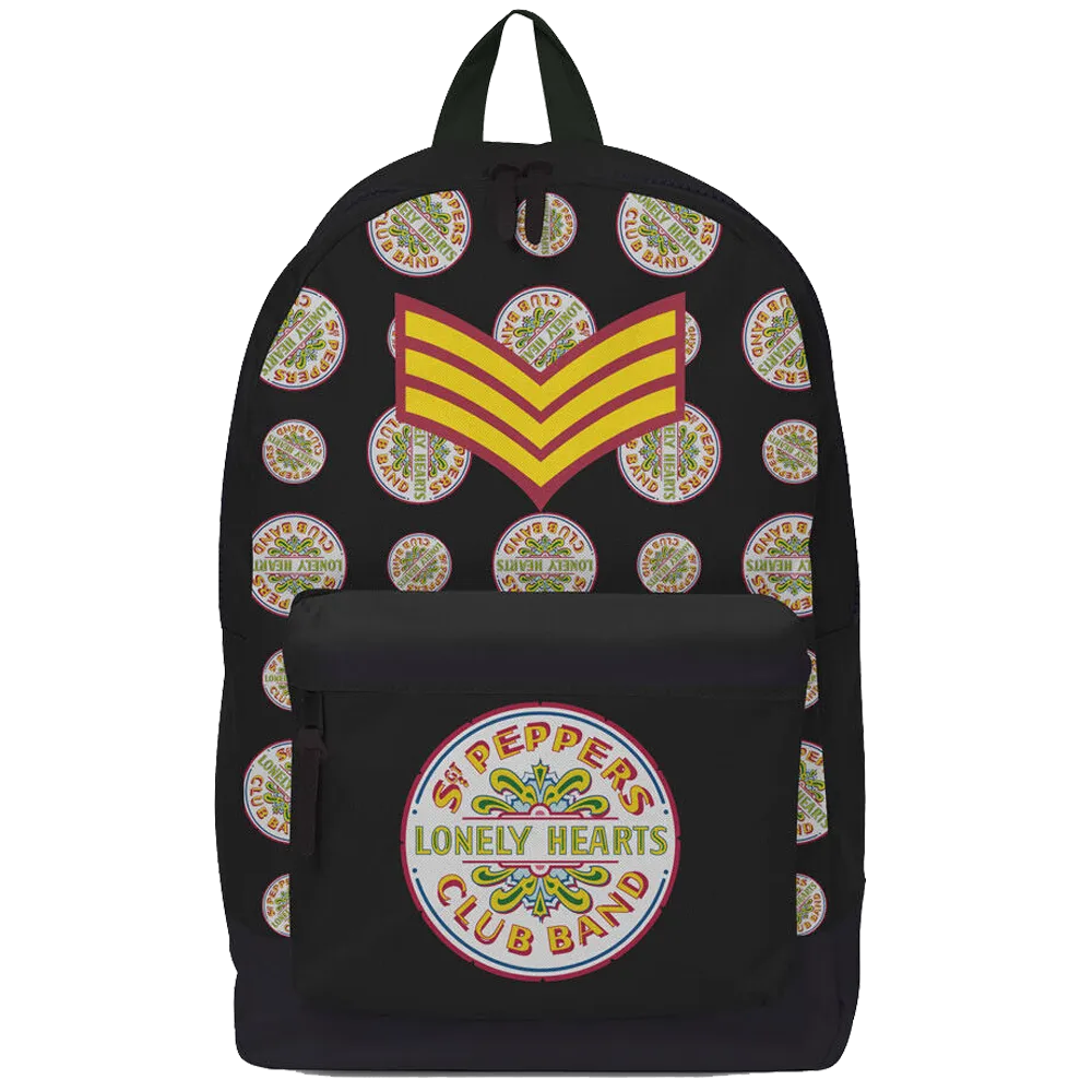 Sac à dos Beatles “Sgt. Pepper” RockSax, vue de face avec logo Lonely Hearts Club Band.