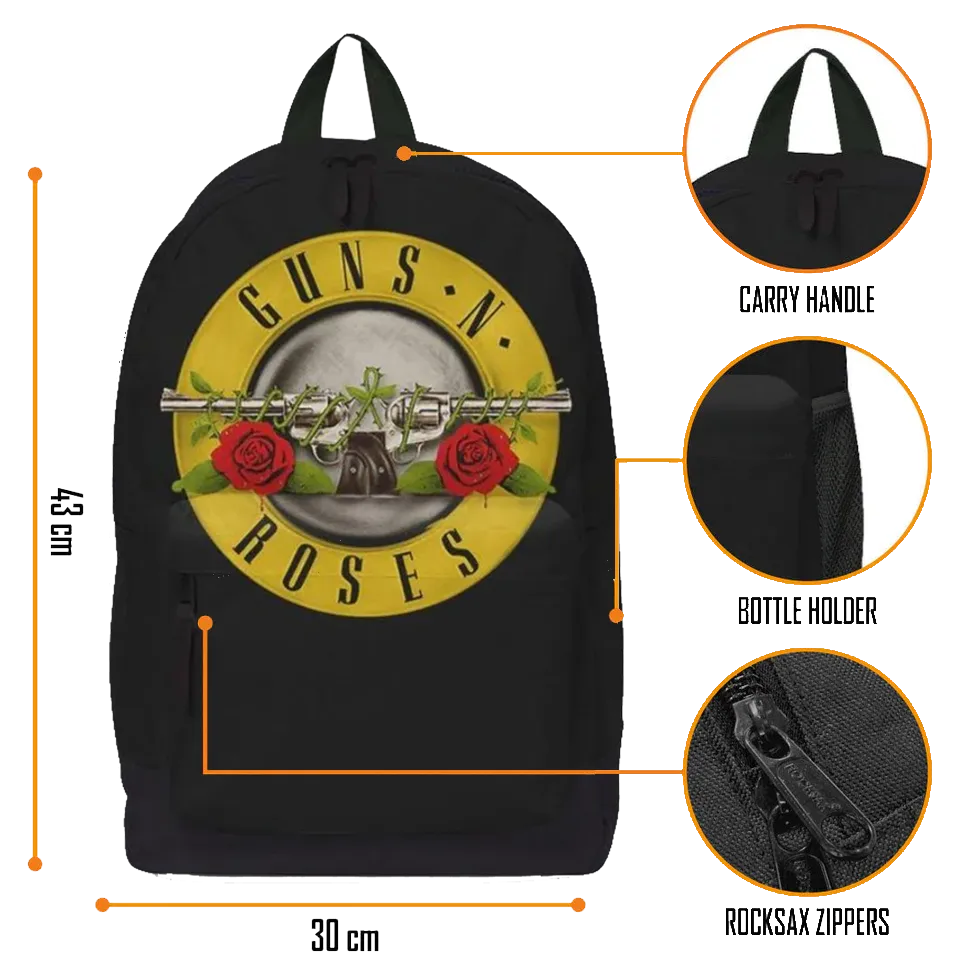 Sac à dos Guns N’ Roses RockSax – Logo All Over, détails matières et fermetures