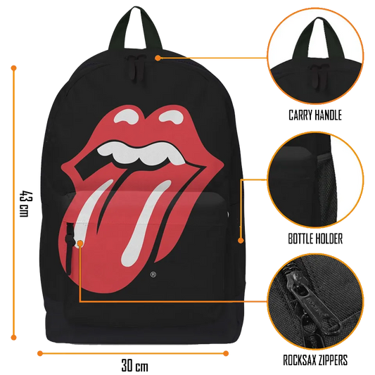 Détails sac Rolling Stones fermeture zippée et porte-bouteille