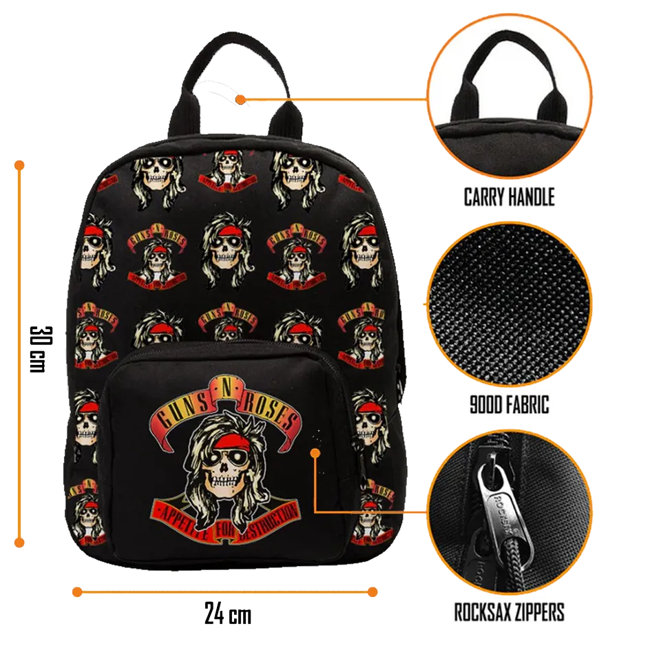 Sac Guns N’ Roses RockSax noir, compact et résistant 30 × 24 × 9,5 cm