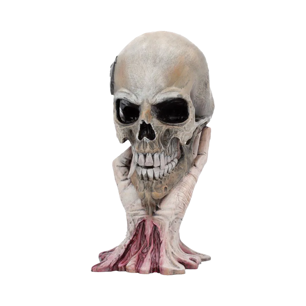 Figurine Metallica Sad But True Skull – vue de face montrant les crocs et le regard vide du crâne
