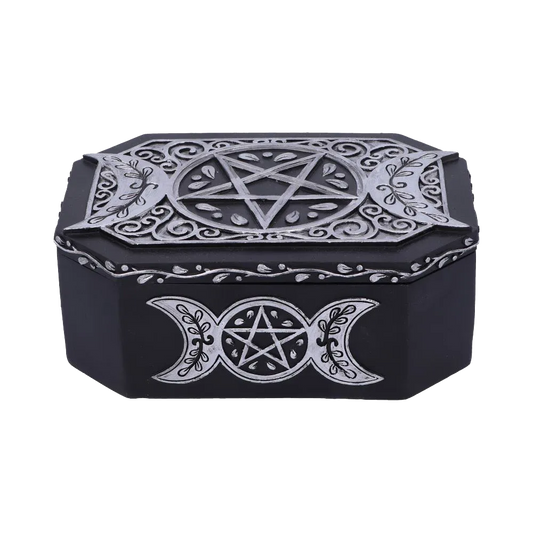 Coffret ésotérique noir et argent d’Hécate - face arrière