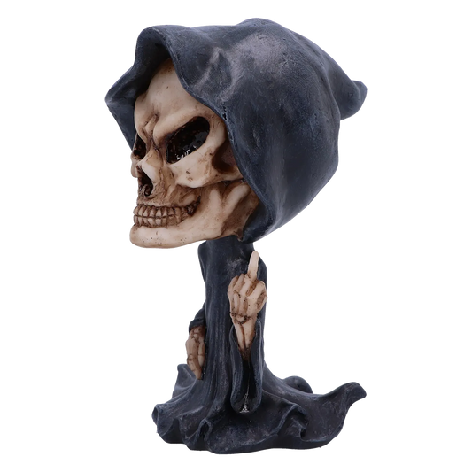 Figurine “Reaper’s Wish” – profil gauche avec capuche et expression menaçante