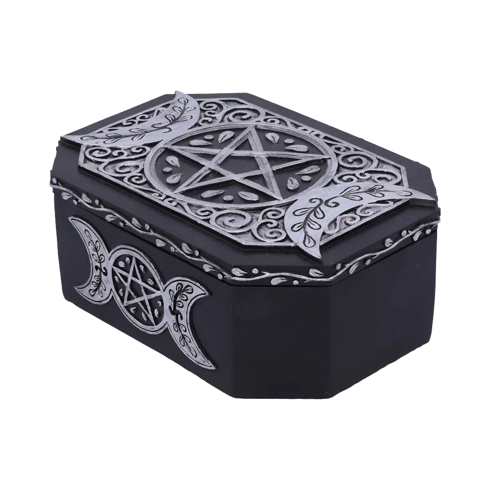 Boîte Hécate mystique avec pentacle et triple lune