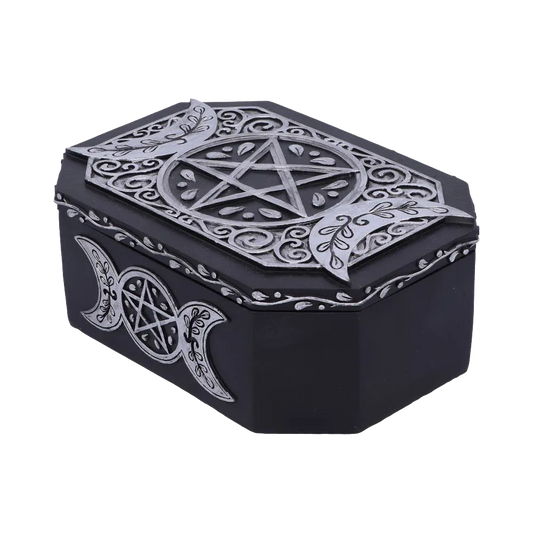Boîte Hécate mystique avec pentacle et triple lune