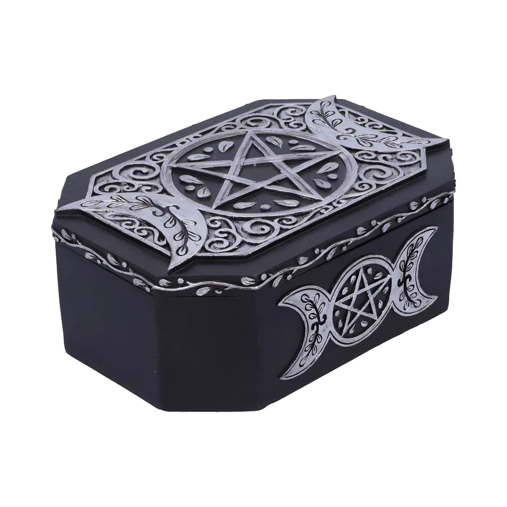 Coffret ésotérique noir et argent - vue de côté