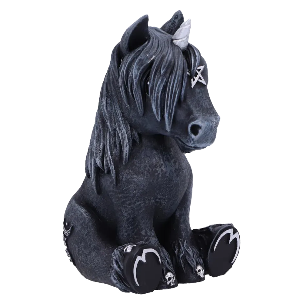 Figurine Culticorn Nemesis Now - vue de trois quarts droit, corne et motifs lunaires visibles.