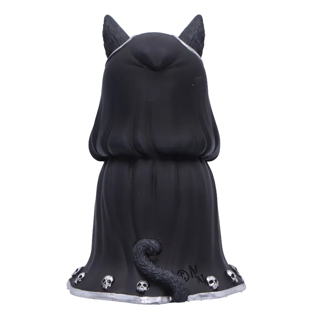 Dos de la figurine Zefur montrant la cape noire ornée de crânes argentés