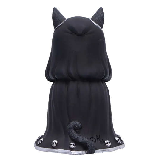 Dos de la figurine Zefur montrant la cape noire ornée de crânes argentés