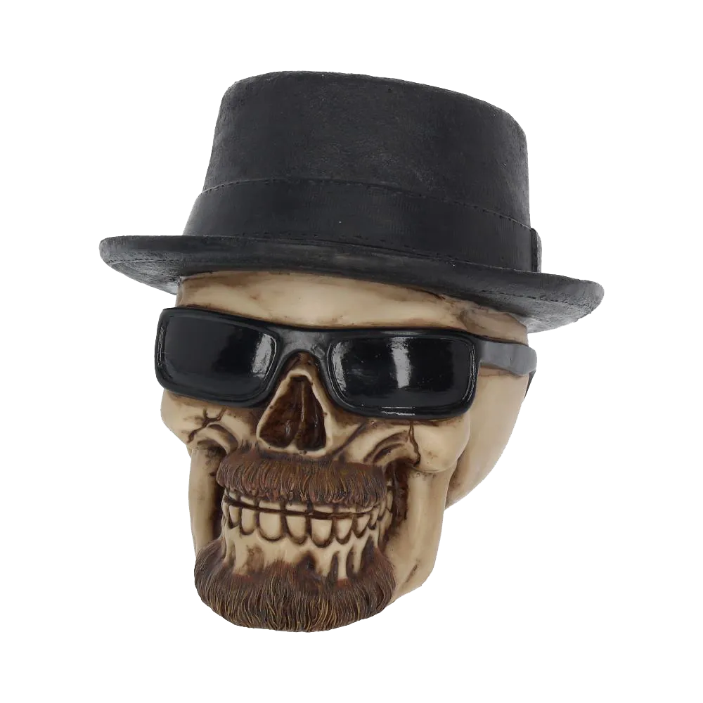 Crâne stylé barbe et fedora noir
