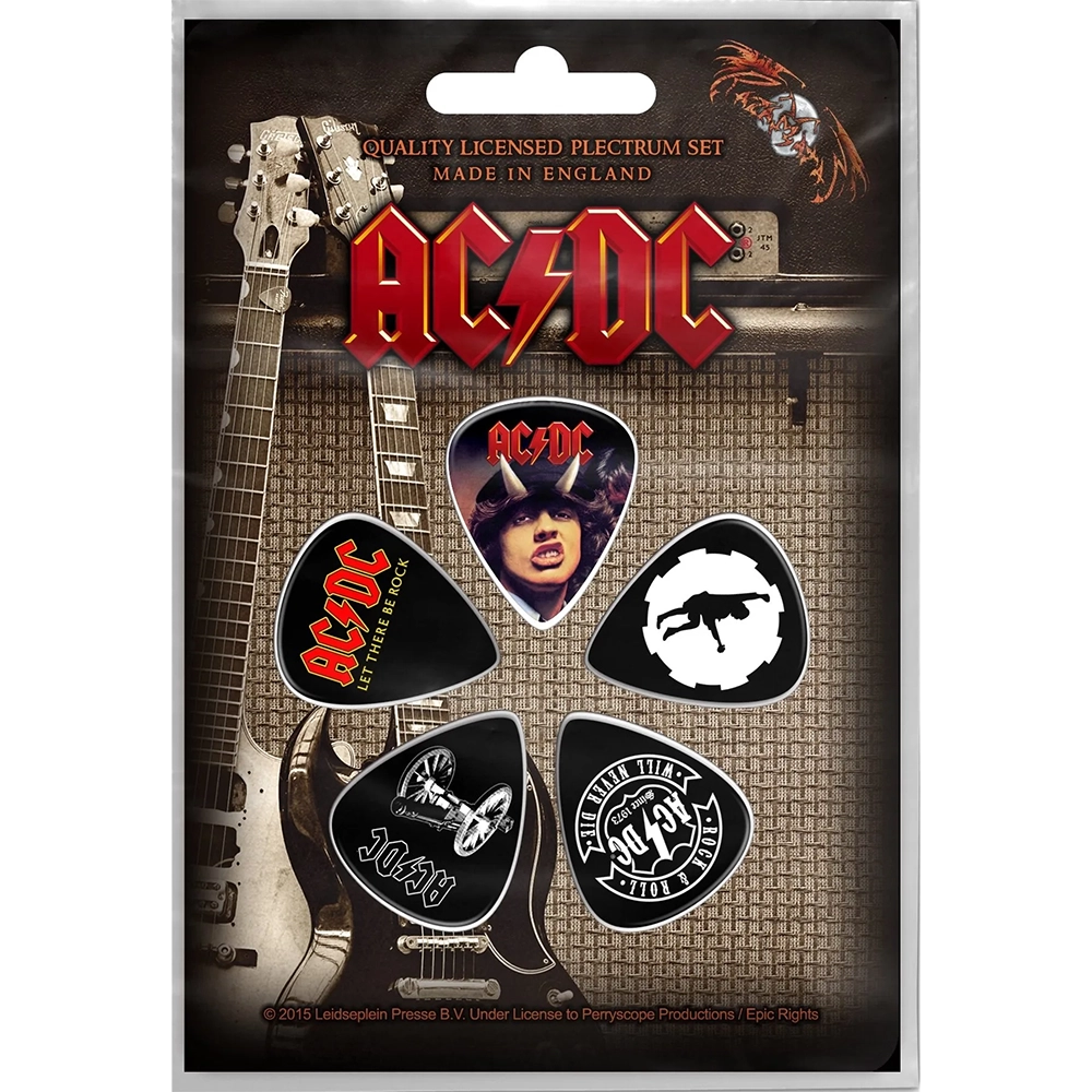 Official AC/DC Guitar Pick Set on Blister Card
