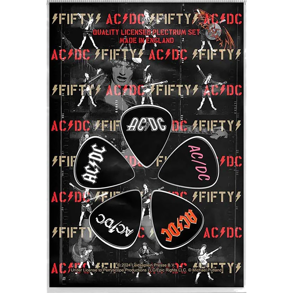 Official AC/DC Guitar Pick Set on Blister Card