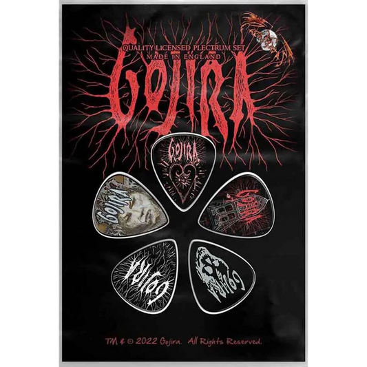 Set officiel de médiators Gojira présenté sur carte blister