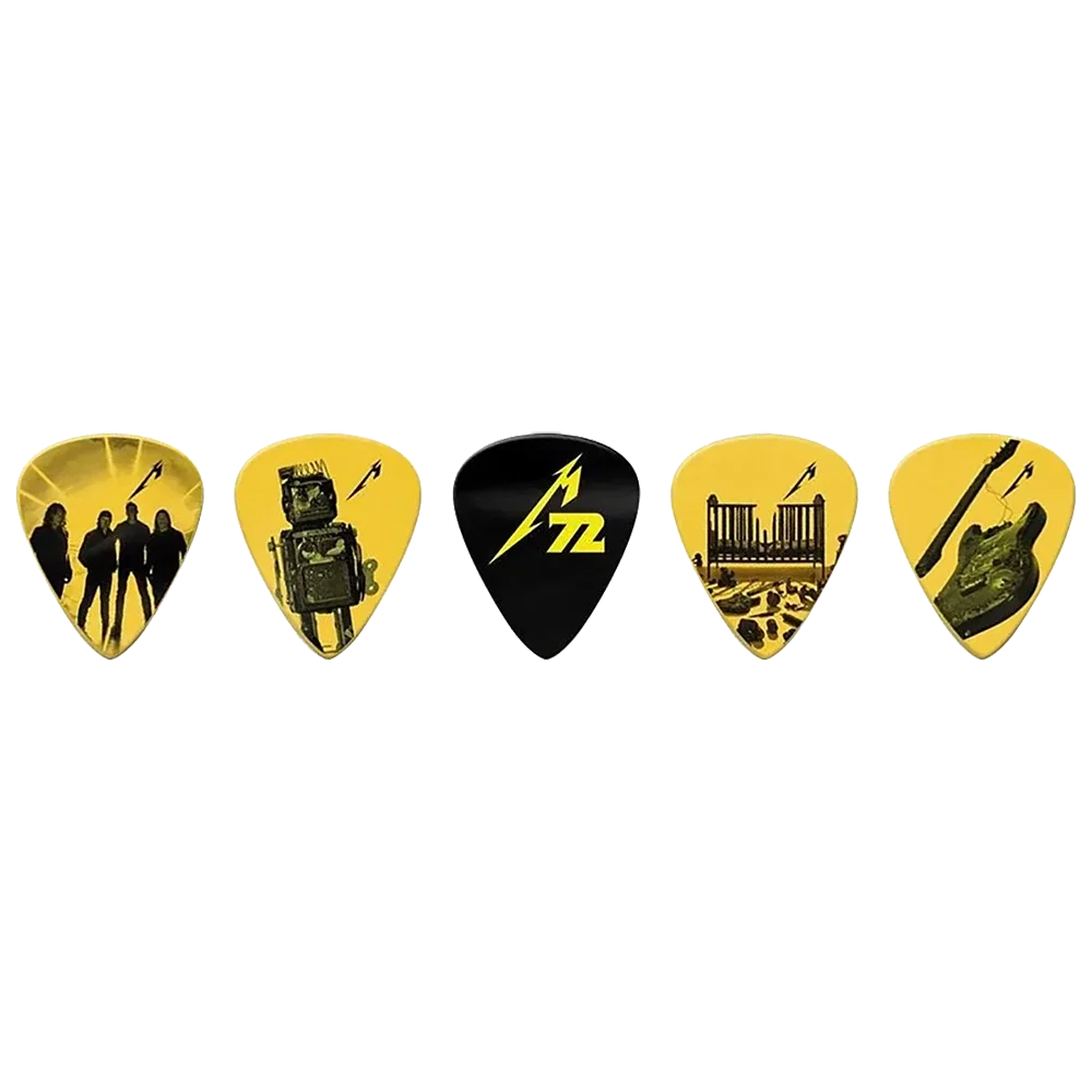 Assorted Metallica guitar pick set, decorated with 72 Seasons graphics