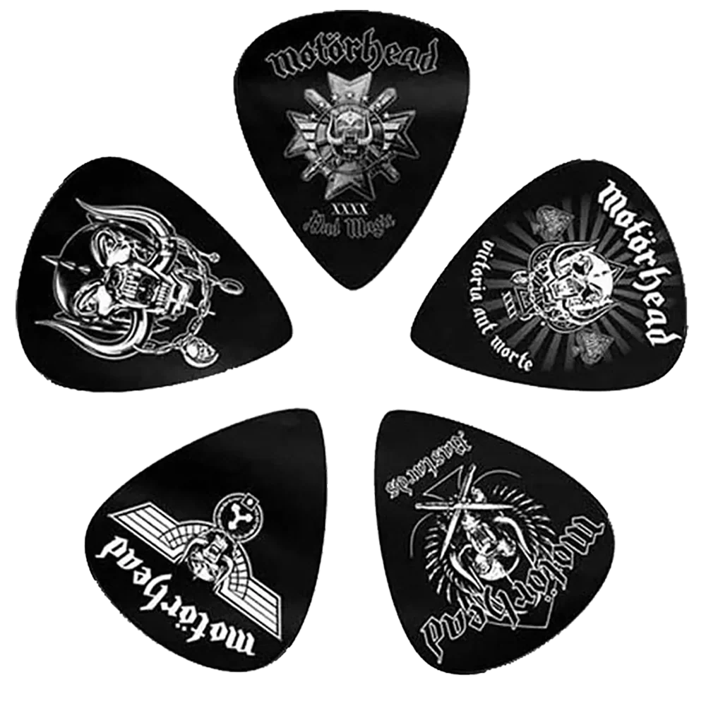 Assorted Motorhead guitar pick set, decorated with various Bastard graphics