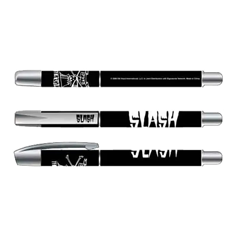 Stylo gel Slash noir avec logo blanc â vue complĂšt
