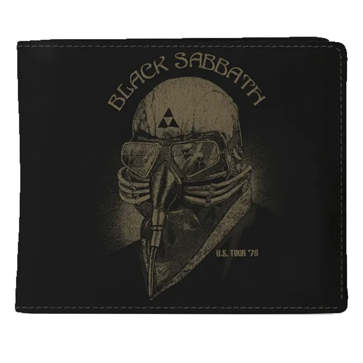 Portefeuille Black Sabbath U.S. Tour 78 vue de face avec design masque doré