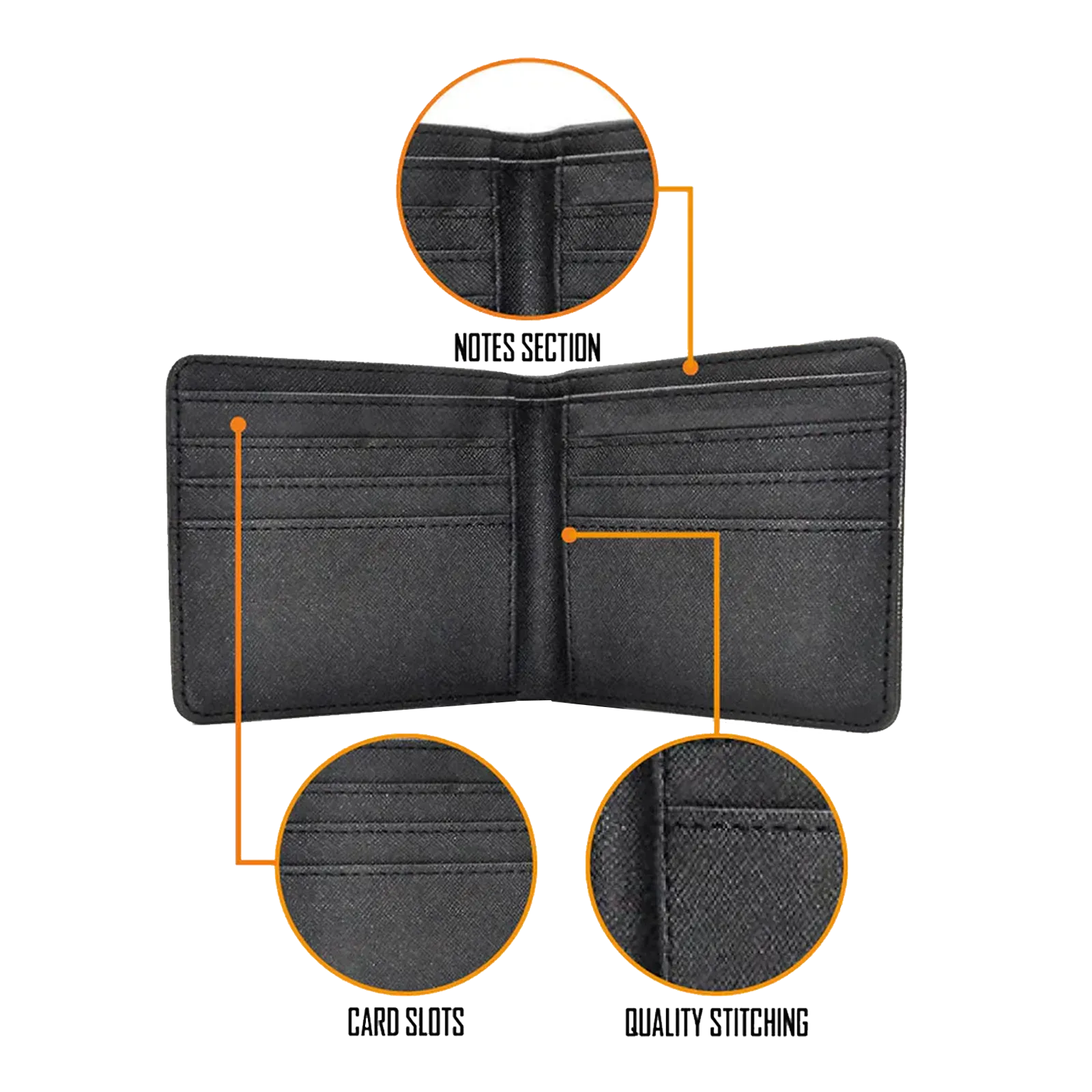 Portefeuille Ghost - détails coutures et rangements