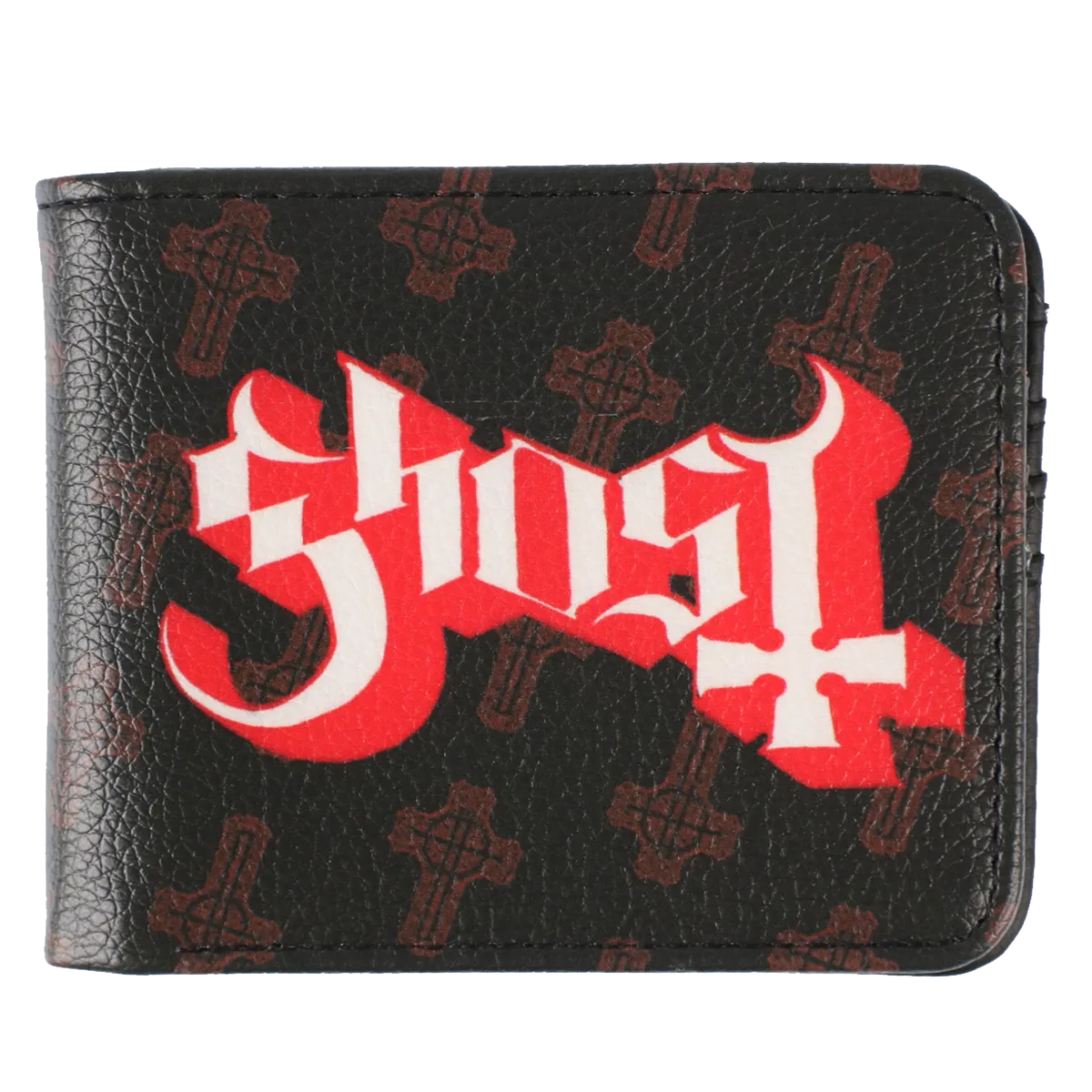Portefeuille Ghost logo rouge avec croix inversées - vue avant
