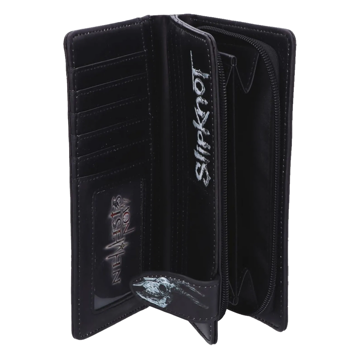 Intérieur porte-monnaie Slipknot avec compartiments et poche zippée.