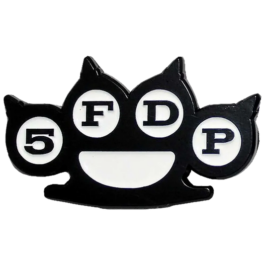 Pin logo Five Finger Death Punch blanc et noir - badge métallique officiel Rock Off