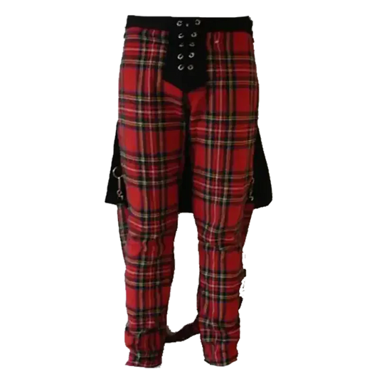 Tartan plaid trousers with removable skirt