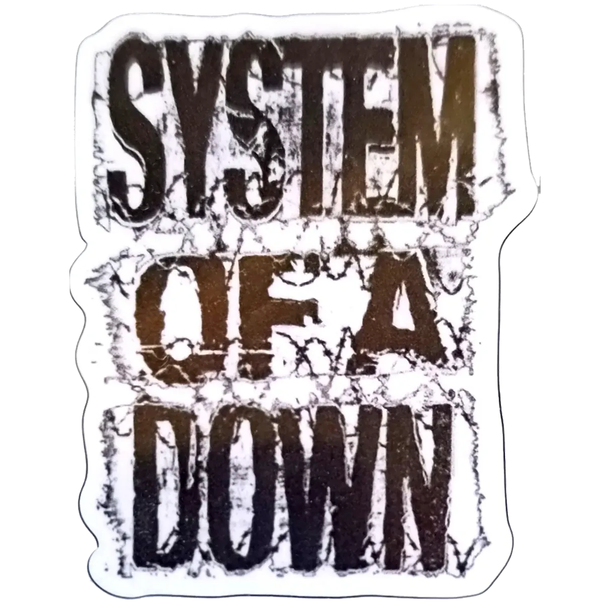 Sticker System of a Down logo grunge noir et blanc 4 × 5 cm | System of a Down grunge black and white logo sticker 4 × 5 cm