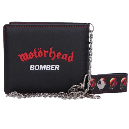 Portefeuille Motörhead noir avec artwork Bomber et couture rouge