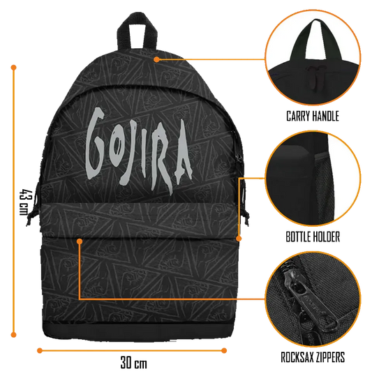 Sac GOJIRA RockSax — fiche dimensions et détails (poignée, poche bouteille, zip)