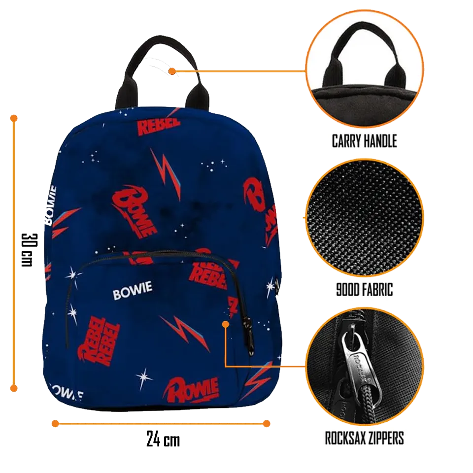 Sac Bowie Rebel Rebel RockSax bleu, compact et résistant 30 × 24 × 9,5 cm