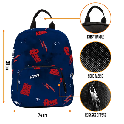 Sac Bowie Rebel Rebel RockSax bleu, compact et résistant 30 × 24 × 9,5 cm