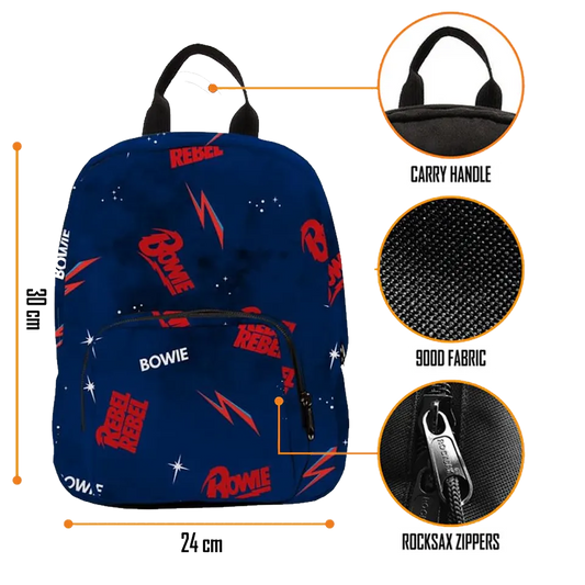 Sac Bowie Rebel Rebel RockSax bleu, compact et résistant 30 × 24 × 9,5 cm