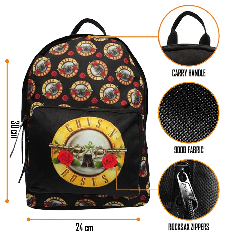 Sac Guns N’ Roses RockSax noir, compact et résistant 30 × 24 × 9,5 cm