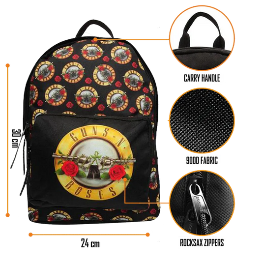 Sac Guns N’ Roses RockSax noir, compact et résistant 30 × 24 × 9,5 cm