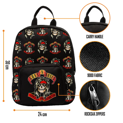 Sac Guns N’ Roses RockSax noir, compact et résistant 30 × 24 × 9,5 cm