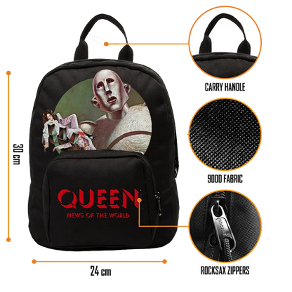 Sac à dos Queen RockSax News of the World, compact et résistant 30 × 24 × 9,5 cm