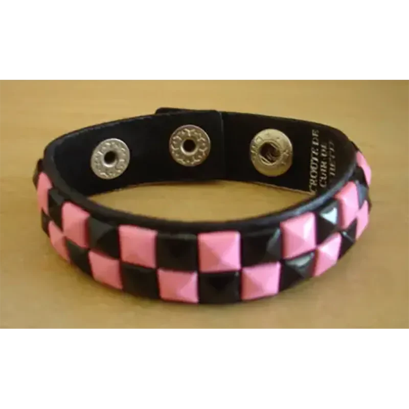 Bracelet PCV 2 rows - rose/noir
