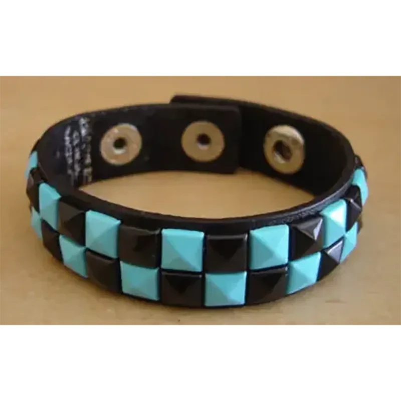 Bracelet PCV 2 rows - bleu/noir