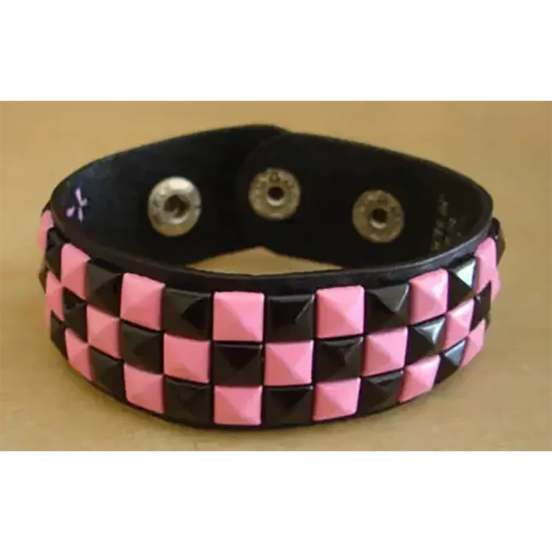 Bracelet PCV 3 rows - rose/noir