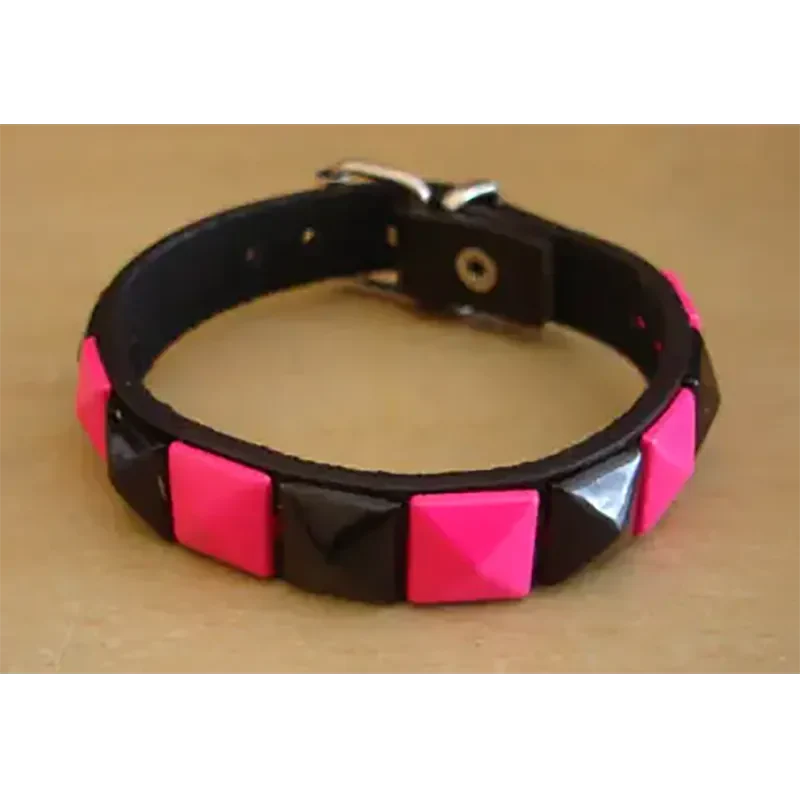 Bracelet PVC 1 rang - rose/noir