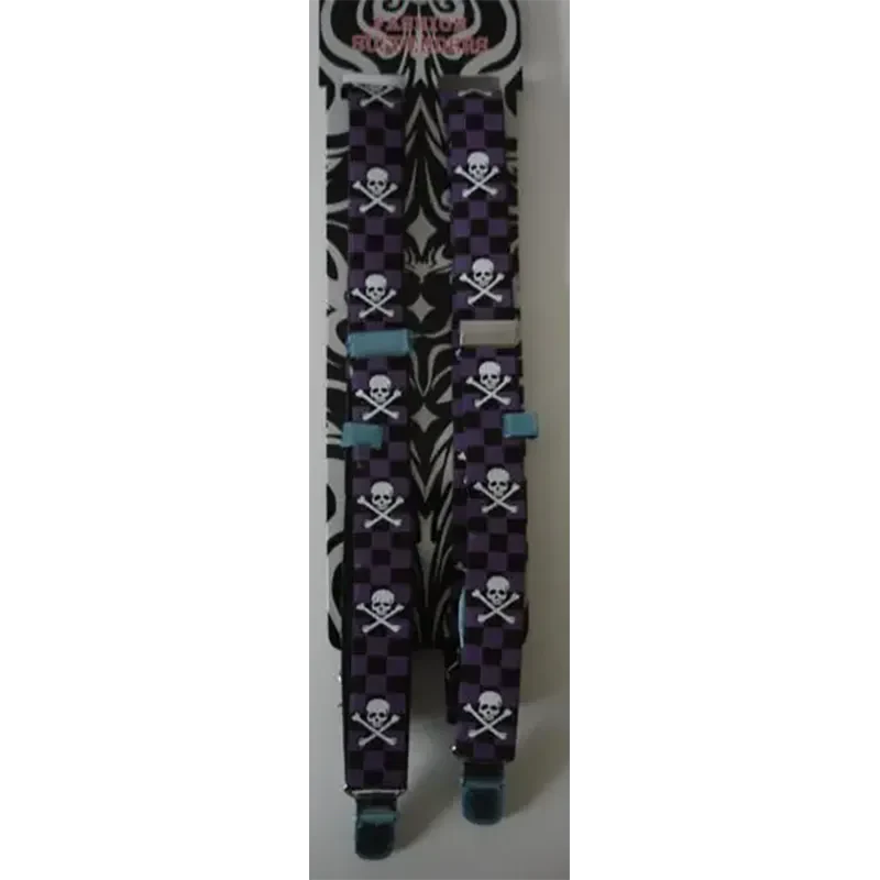 Paire de bretelles skulls noir/violet | Pair of black/purple skull suspenders
