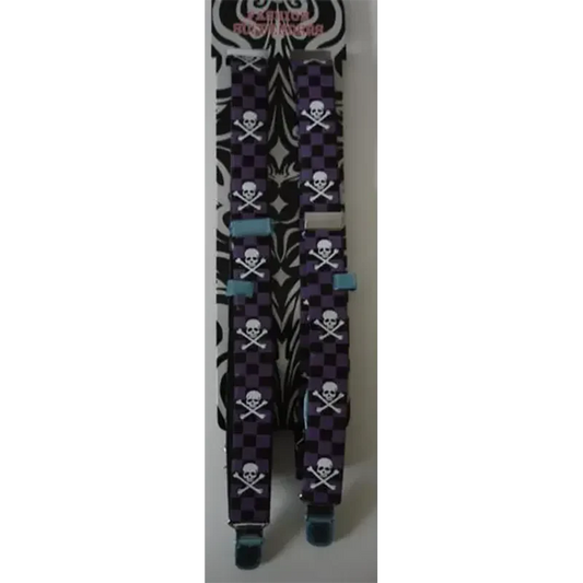 Paire de bretelles skulls noir/violet