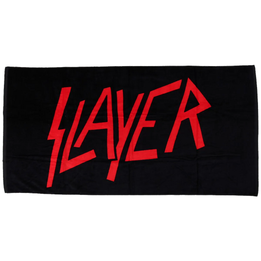 Serviette Slayer logo rouge sang étalée