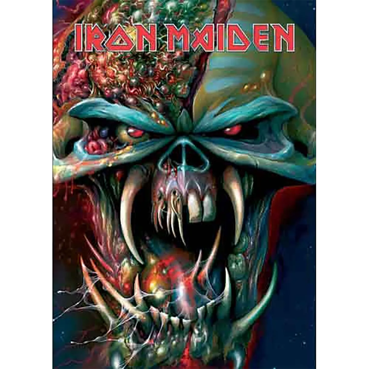 Carte postale officielle Iron Maiden The Final Frontier avec Eddie extraterrestre en gros plan | Official Iron Maiden The Final Frontier postcard featuring a close-up of alien Eddie