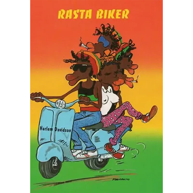 Postcard Reggae - Jimmy rasta biker