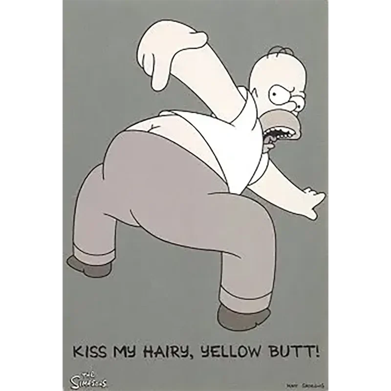 Postcard Simpsons - Kiss my hairy yellow butt