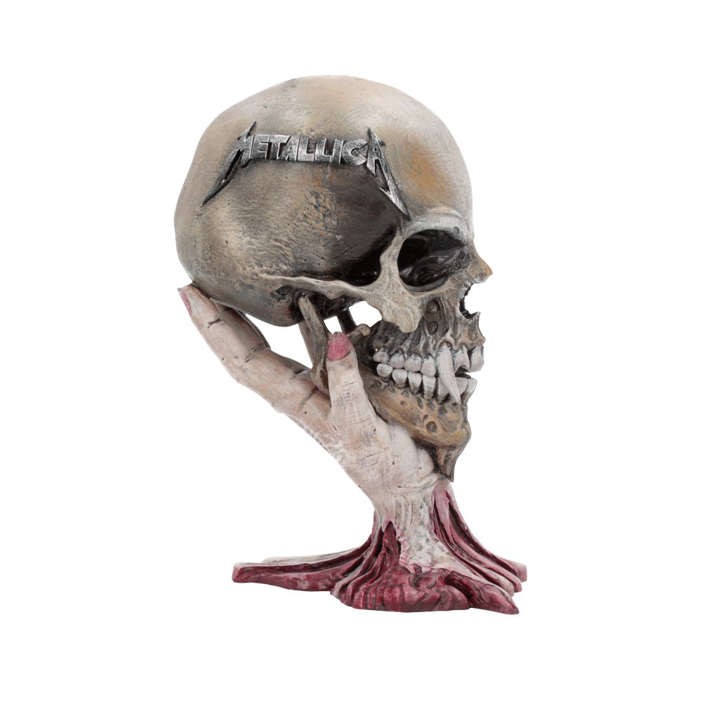 Animation figurine Metallica Sad But True Skull 22 cm – rotation complète du crâne en résine Nemesis Now
