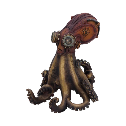 profil gauche figurine steampunk poulpe doré Nemesis Now
