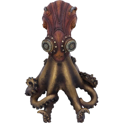 gros plan avant figurine poulpe steampunk doré Nemesis Now