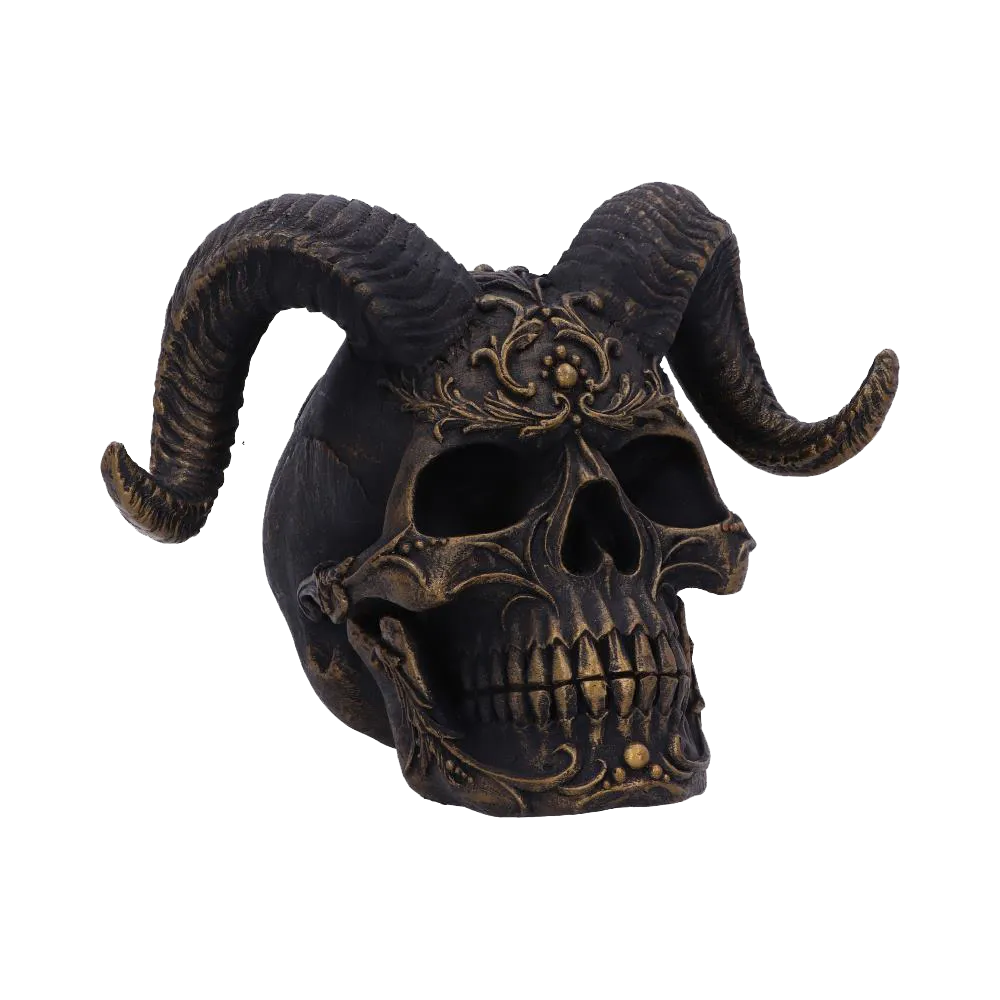 Crâne Diabolus Nemesis Now avec cornes et détails dorés